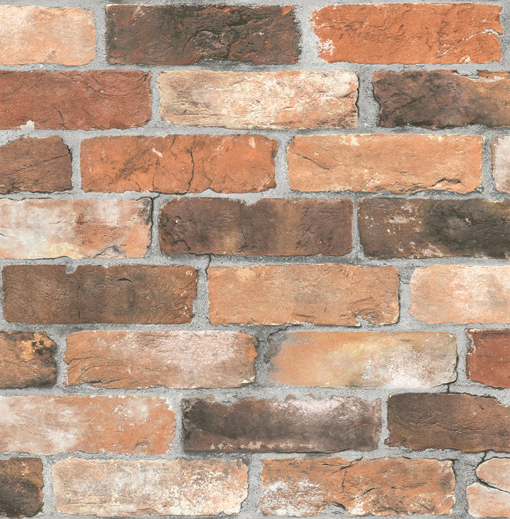 Cody Rust Reclaimed Bricks Wallpaper by Brewster Fresh Start Kitchen & Bath Covers about 56.4 square feet 20.5-in by 33-ft long roll Unpasted 20.9 - Fabric Carolina -