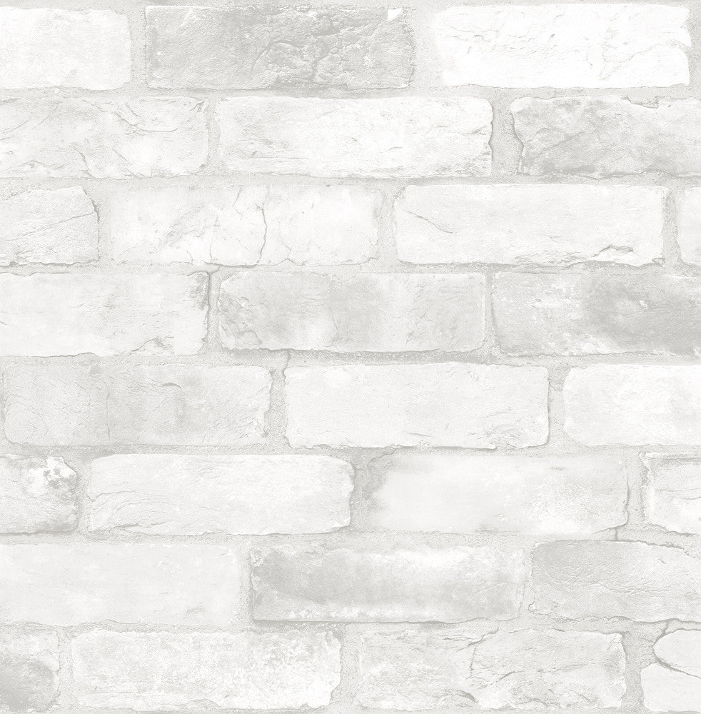 Cody Light Grey Reclaimed Bricks Wallpaper by Brewster Fresh Start Kitchen & Bath Covers about 56.4 square feet 20.5-in by 33-ft long roll Unpasted 20.9 - Fabric Carolina -