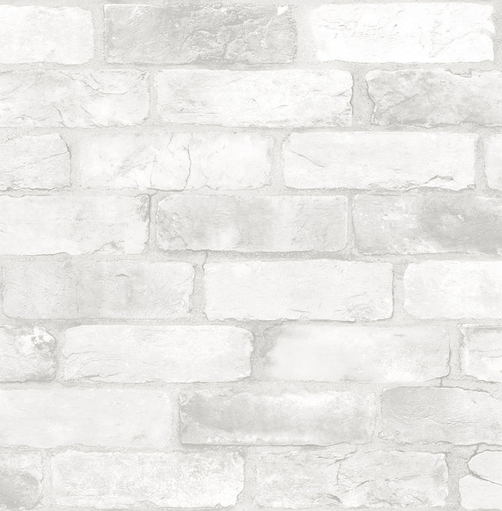 Cody Light Grey Reclaimed Bricks Wallpaper by Brewster Fresh Start Kitchen & Bath Covers about 56.4 square feet 20.5-in by 33-ft long roll Unpasted 20.9 - Fabric Carolina -