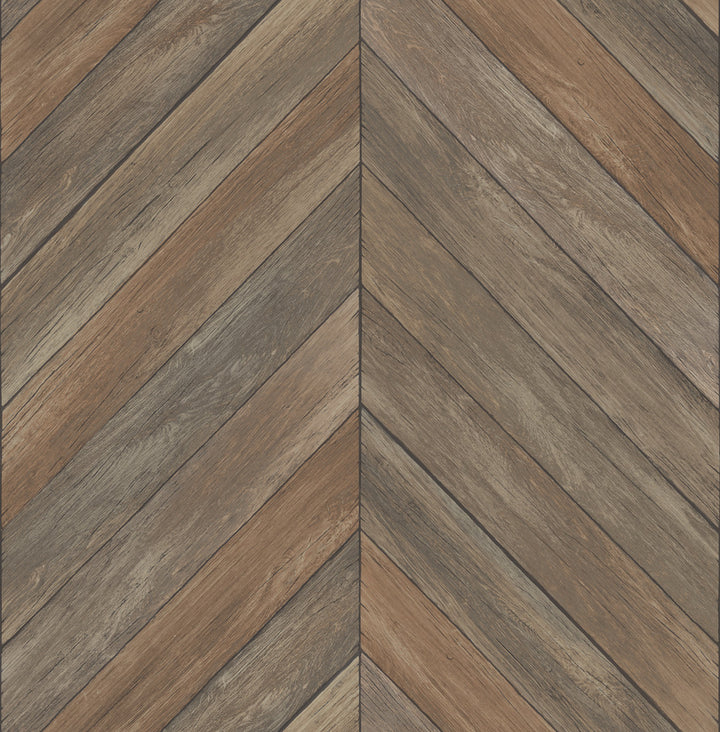 Parisian Chestnut Chevron Wood Wallpaper by Brewster Fresh Start Kitchen & Bath Covers about 56.4 square feet 20.5-in by 33-ft long roll Unpasted 20.9 - Fabric Carolina -