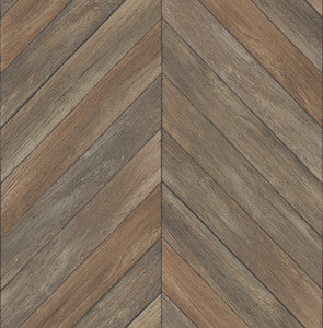 Parisian Chestnut Chevron Wood Wallpaper by Brewster