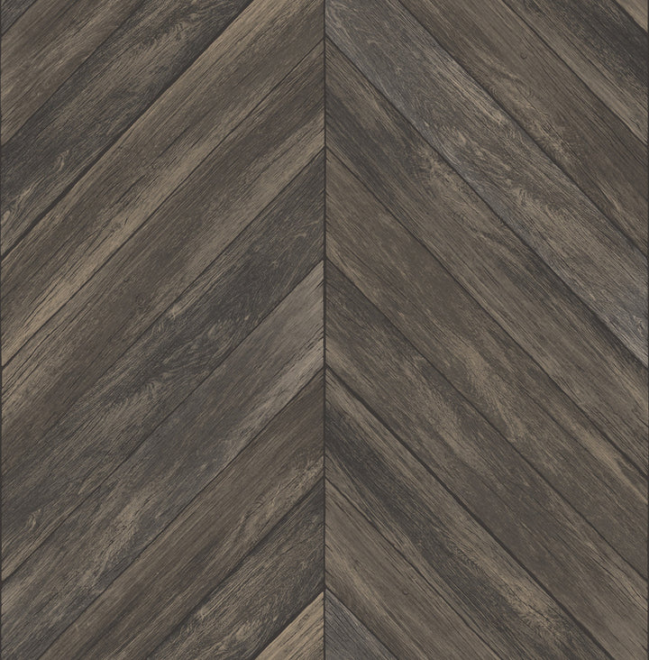 Parisian Dark Brown Chevron Wood Wallpaper by Brewster Fresh Start Kitchen & Bath Covers about 56.4 square feet 20.5-in by 33-ft long roll Unpasted 20.9 - Fabric Carolina -