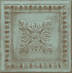 Hazley Turquoise Ornament Tin Tile Wallpaper by Brewster