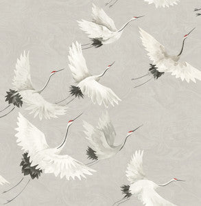 Windsong Grey Bird Wallpaper by Brewster