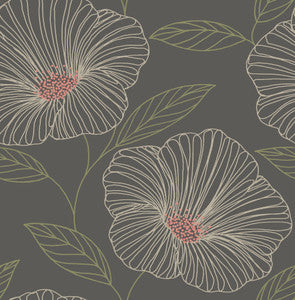 Mythic Brown Floral Wallpaper by Brewster