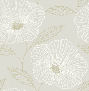 Mythic Light Grey Floral Wallpaper by Brewster