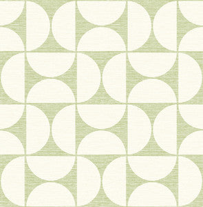 Deedee Green Geometric Faux Grasscloth Wallpaper by Brewster