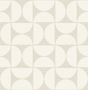 Deedee Beige Geometric Faux Grasscloth Wallpaper by Brewster