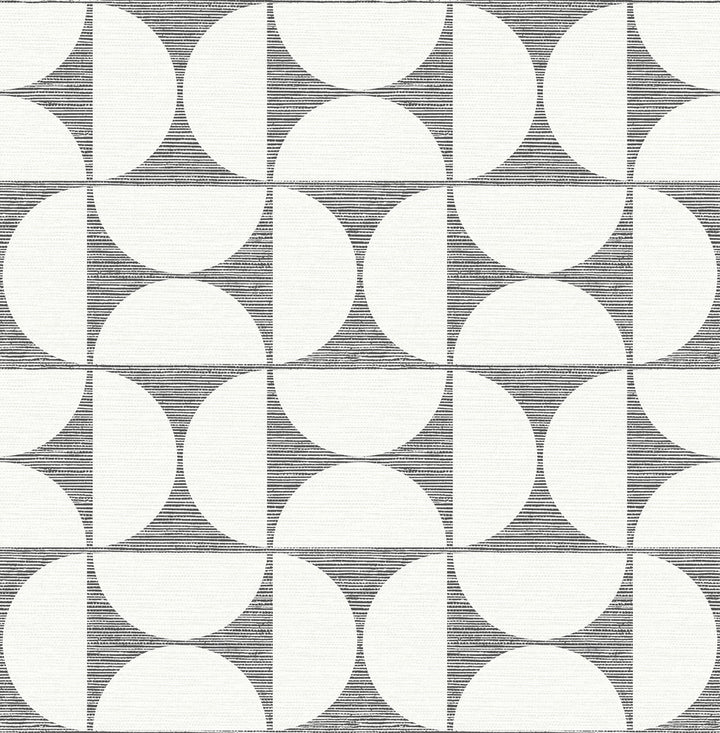 Deedee Black Geometric Faux Grasscloth Wallpaper by Brewster Fresh Start Kitchen & Bath Covers about 56.4 square feet 20.5-in by 33-ft long roll Unpasted 10.4 - Fabric Carolina -