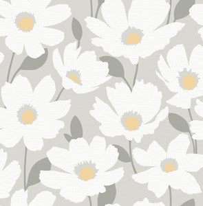Astera Grey Floral Wallpaper by Brewster