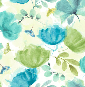 Zahra Turquoise Floral Wallpaper by Brewster