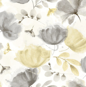 Zahra Grey Floral Wallpaper by Brewster
