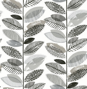 Nyssa Grey Leaves Wallpaper by Brewster
