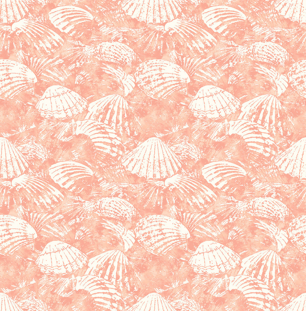 Surfside Coral Shells Wallpaper by Brewster Fresh Start Kitchen & Bath Covers about 56.4 square feet 20.5-in by 33-ft long roll Unpasted 10.4 - Fabric Carolina -