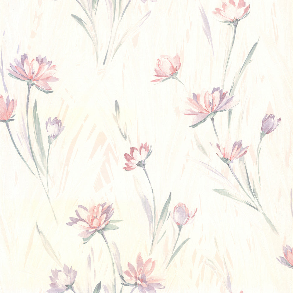 Gloria Eggshell Floral Wallpaper by Brewster Fresh Start Kitchen & Bath Covers about 56.4 square feet 20.5-in by 33-ft long roll Unpasted 20.9 - Fabric Carolina -