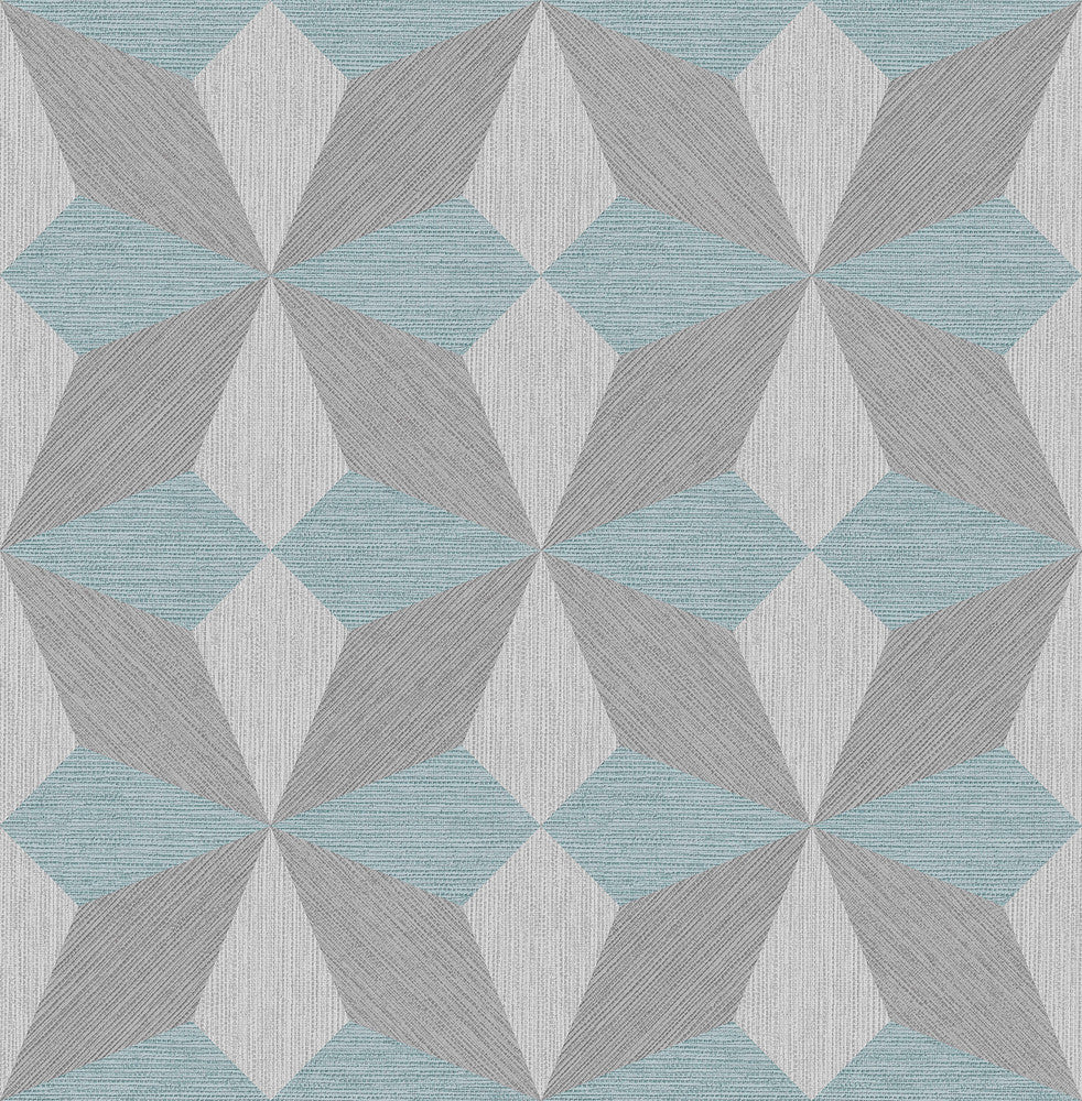 Valiant Aqua Faux Grasscloth Geometric Wallpaper by A-Street Prints Alchemy Covers about 56.4 square feet 20.5-in by 33-ft long roll Unpasted 10.4 - Fabric Carolina -