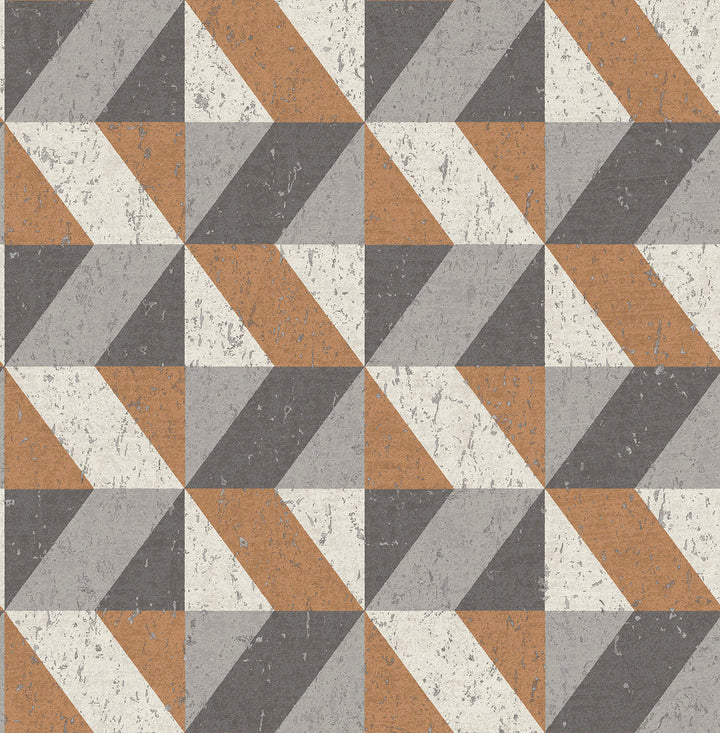 Cerium Copper Concrete Geometric Wallpaper by A-Street Prints Alchemy Covers about 56.4 square feet 20.5-in by 33-ft long roll Unpasted 20.9 - Fabric Carolina -