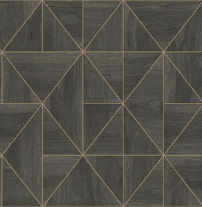 Cheverny Dark Brown Geometric Wood Wallpaper by A-Street Prints