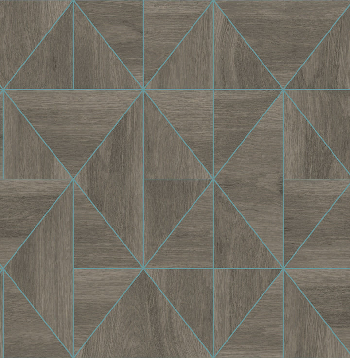 Cheverny Coffee Geometric Wood Wallpaper by A-Street Prints Alchemy Covers about 56.4 square feet 20.5-in by 33-ft long roll Unpasted 5.2 - Fabric Carolina -