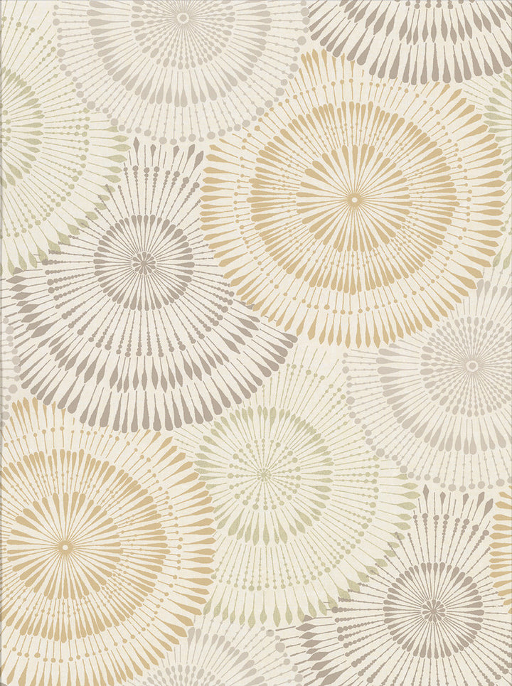 Howe Wheat Medallions Wallpaper by Brewster Riva Covers about 57.8 square feet 21-in by 33-ft long roll Unpasted 25 - Fabric Carolina -