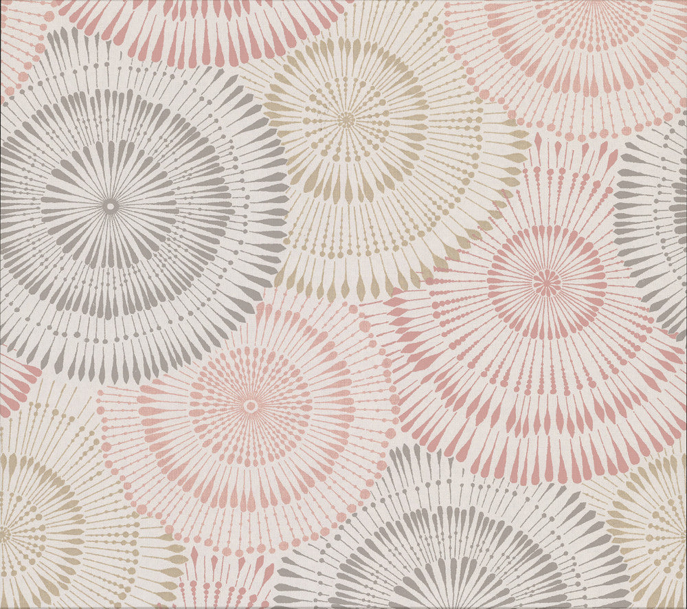 Howe Coral Medallions Wallpaper by Brewster Riva Covers about 57.8 square feet 21-in by 33-ft long roll Unpasted 25 - Fabric Carolina -