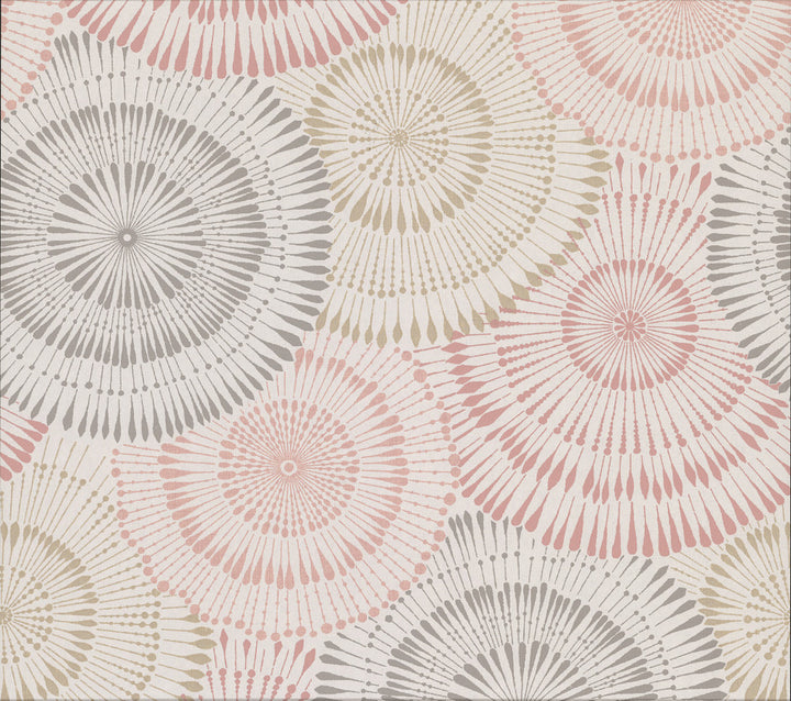 Howe Coral Medallions Wallpaper by Brewster Riva Covers about 57.8 square feet 21-in by 33-ft long roll Unpasted 25 - Fabric Carolina -
