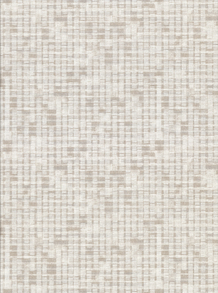 Clarice Taupe Distressed Faux Linen Wallpaper by Brewster Riva Covers about 57.8 square feet 21-in by 33-ft long roll Unpasted 12.5 - Fabric Carolina -
