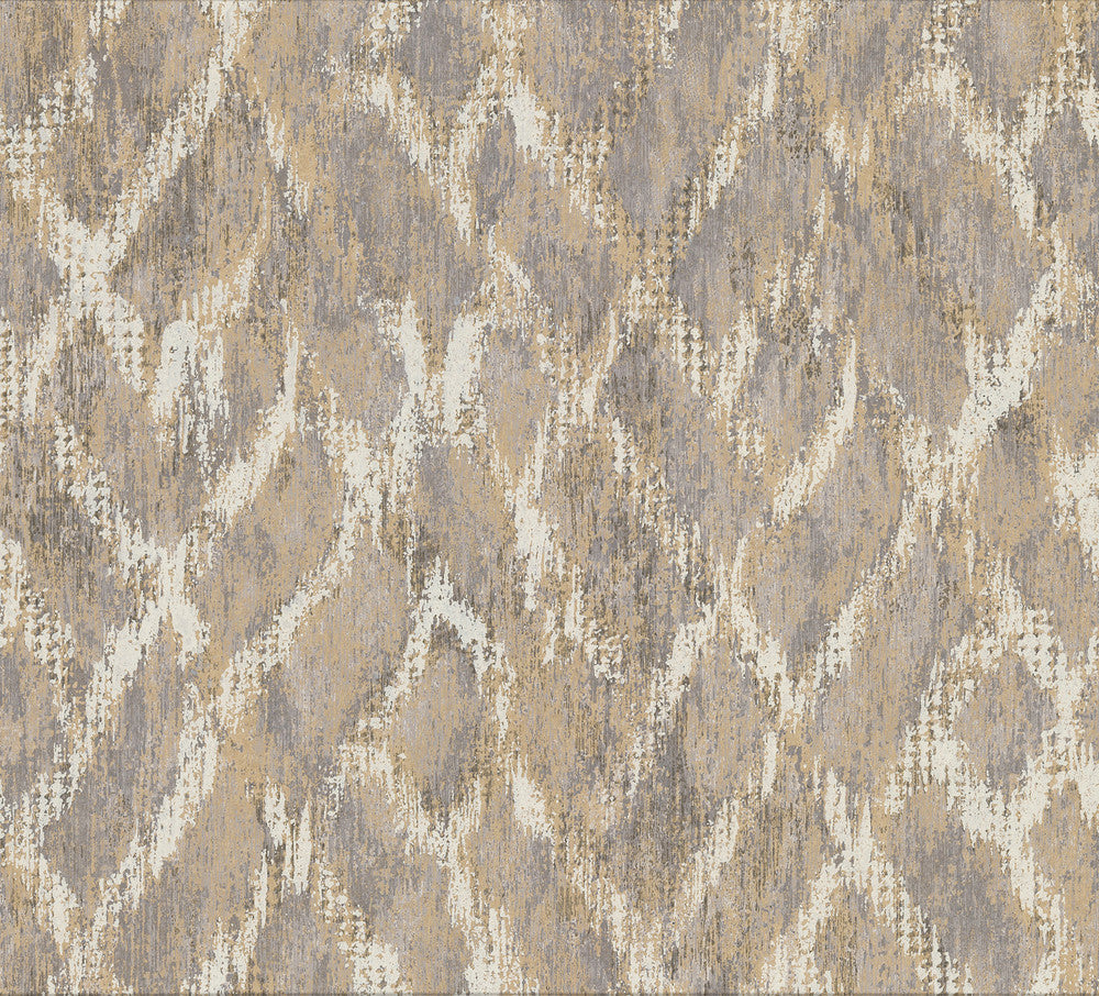 Bunter Taupe Distressed Geometric Wallpaper by Brewster Riva Covers about 57.8 square feet 21-in by 33-ft long roll Unpasted 25 - Fabric Carolina -