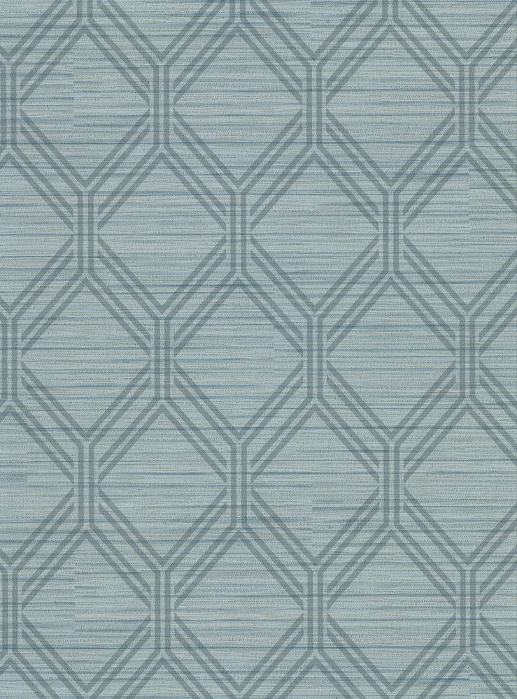 Vaughan Teal Geometric Wallpaper by Warner Warner Basics V Covers about 60.8 square feet 27-in by 27-ft long roll Unpasted 9 - Fabric Carolina -