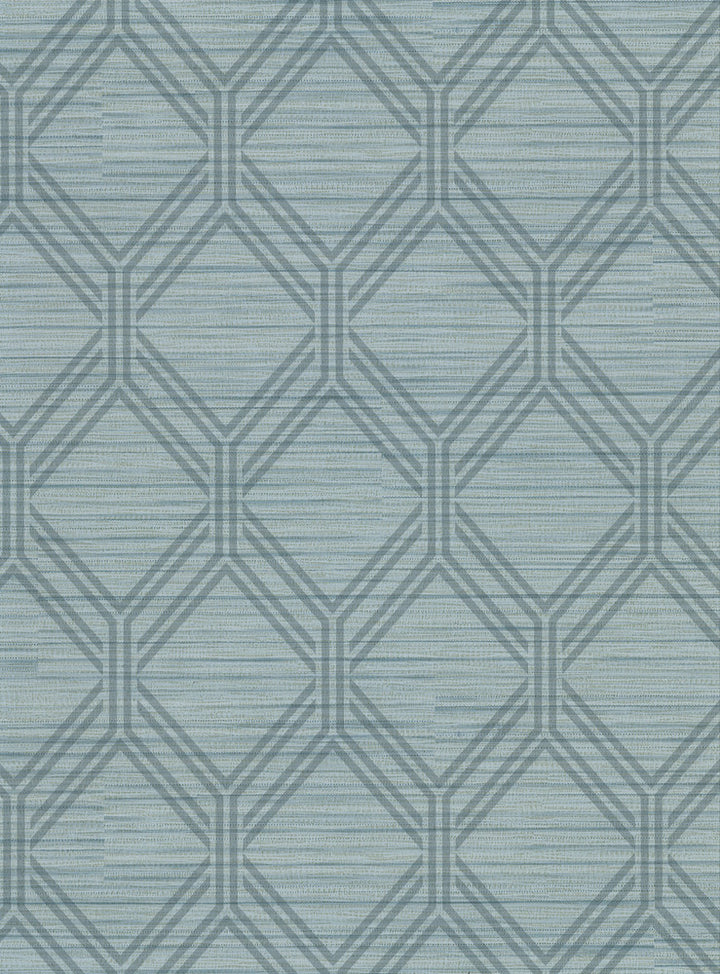 Vaughan Teal Geometric Wallpaper by Warner Warner Basics V Covers about 60.8 square feet 27-in by 27-ft long roll Unpasted 9 - Fabric Carolina -