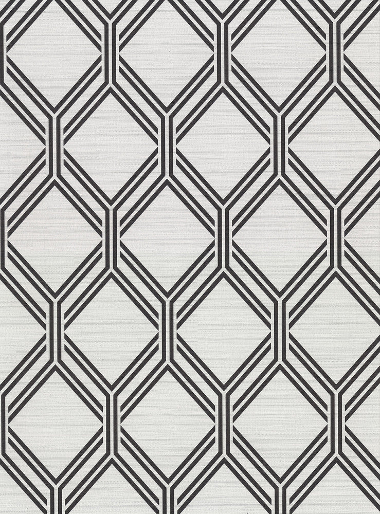 Vaughan Grey Geometric Wallpaper by Warner Warner Basics V Covers about 60.8 square feet 27-in by 27-ft long roll Unpasted 9 - Fabric Carolina -