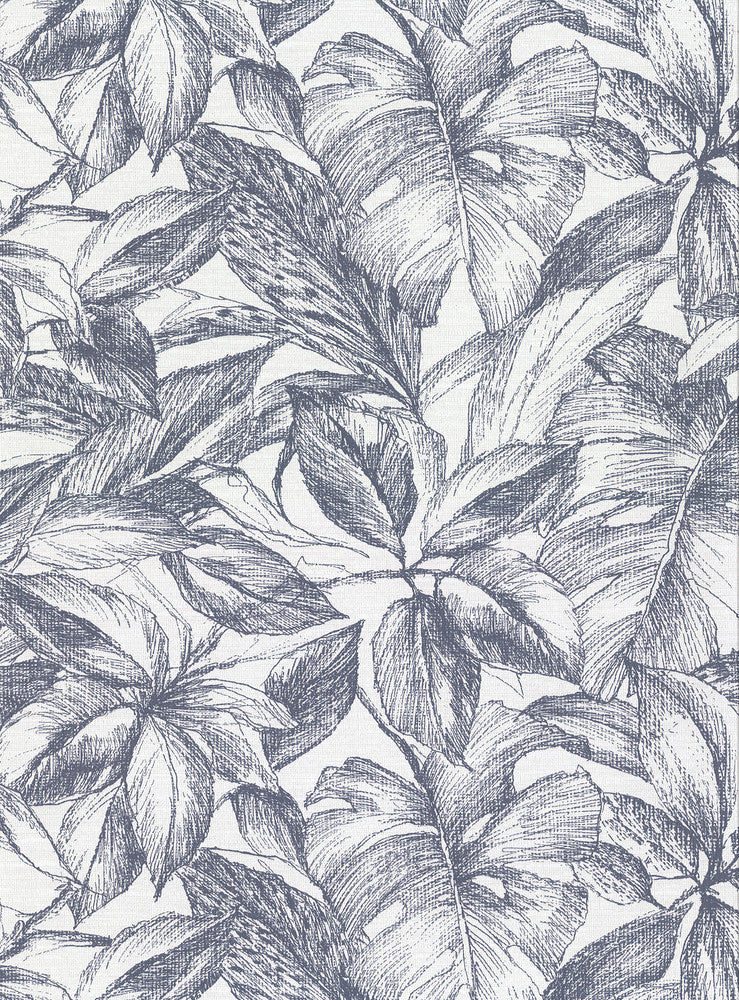 Simone Denim Tropical Wallpaper by Warner Warner Basics V Covers about 60.8 square feet 27-in by 27-ft long roll Unpasted 18 - Fabric Carolina -