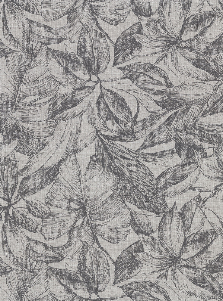 Simone Grey Tropical Wallpaper by Warner Warner Basics V Covers about 60.8 square feet 27-in by 27-ft long roll Unpasted 18 - Fabric Carolina -