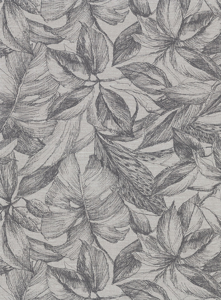 Simone Grey Tropical Wallpaper by Warner Warner Basics V Covers about 60.8 square feet 27-in by 27-ft long roll Unpasted 18 - Fabric Carolina -
