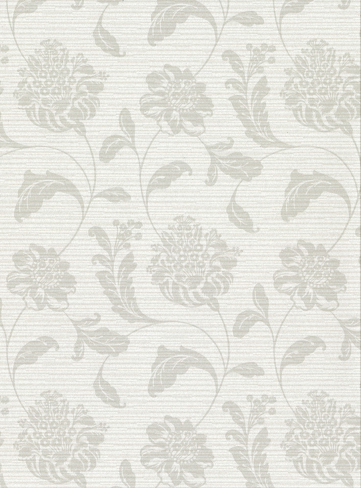Holiday Light Grey Jacobean Wallpaper by Warner Warner Basics V Covers about 60.8 square feet 27-in by 27-ft long roll Unpasted 18 - Fabric Carolina -