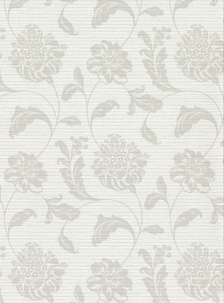 Holiday Light Grey Jacobean Wallpaper by Warner Warner Basics V Covers about 60.8 square feet 27-in by 27-ft long roll Unpasted 18 - Fabric Carolina -