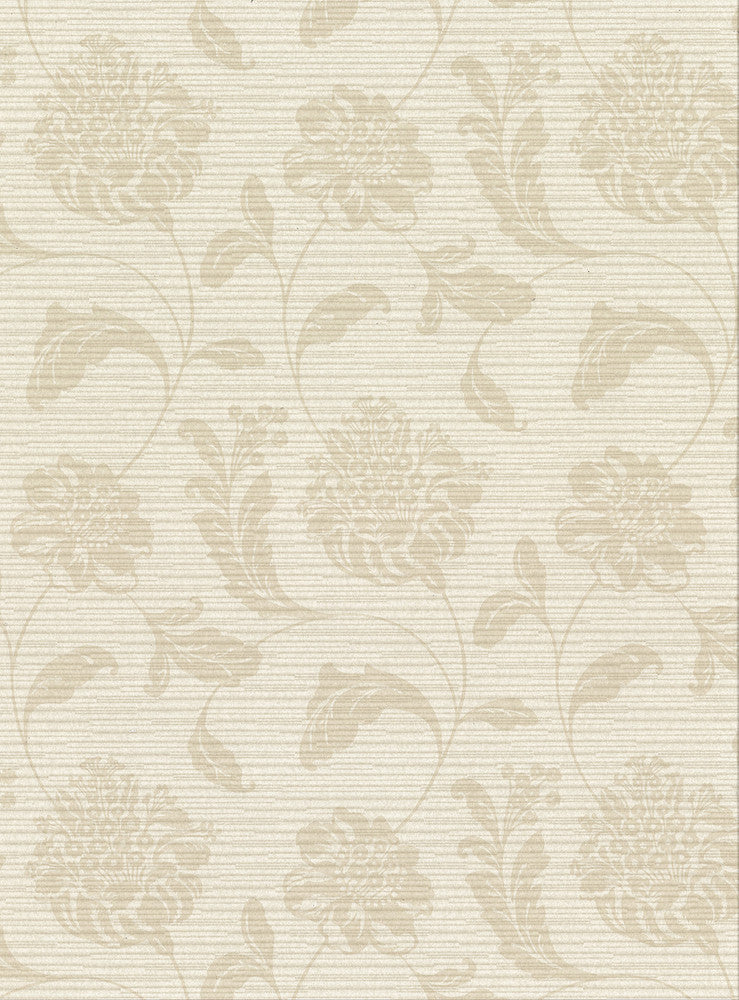 Holiday Beige Jacobean Wallpaper by Warner Warner Basics V Covers about 60.8 square feet 27-in by 27-ft long roll Unpasted 18 - Fabric Carolina -