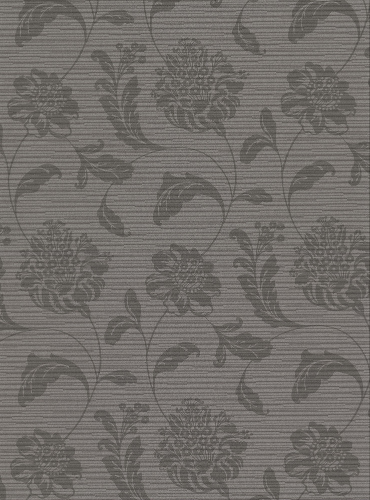 Holiday Charcoal Jacobean Wallpaper by Warner Warner Basics V Covers about 60.8 square feet 27-in by 27-ft long roll Unpasted 18 - Fabric Carolina -