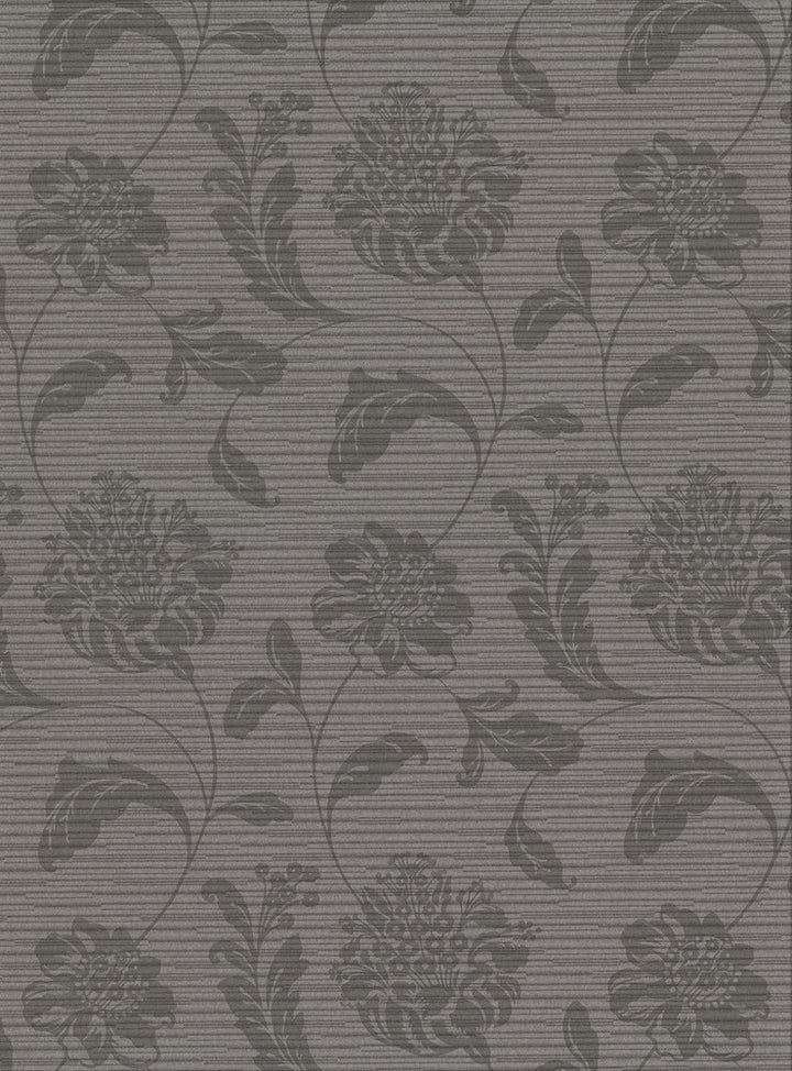 Holiday Charcoal Jacobean Wallpaper by Warner Warner Basics V Covers about 60.8 square feet 27-in by 27-ft long roll Unpasted 18 - Fabric Carolina -