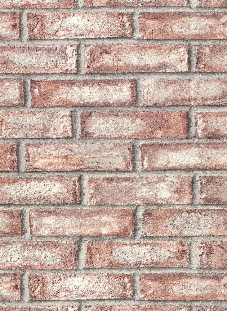Appleton Maroon Faux Weathered Brick Wallpaper by Warner Warner Textures IX 2754 Main Street Covers about 60.8 square feet 27-in by 27-ft long roll Unpasted 20.5 - Fabric Carolina -