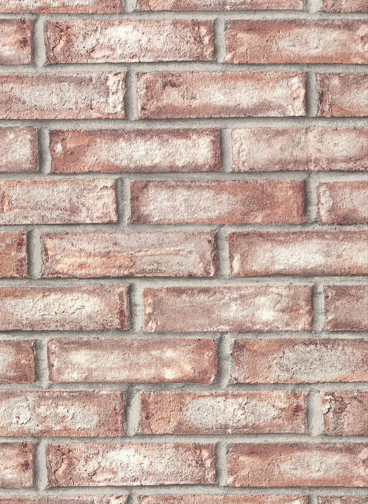 Appleton Maroon Faux Weathered Brick Wallpaper by Warner Warner Textures IX 2754 Main Street Covers about 60.8 square feet 27-in by 27-ft long roll Unpasted 20.5 - Fabric Carolina -