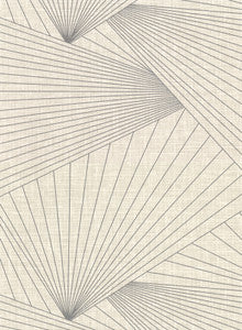 Berkeley Eggshell Geometric Faux Grasscloth Wallpaper by Warner