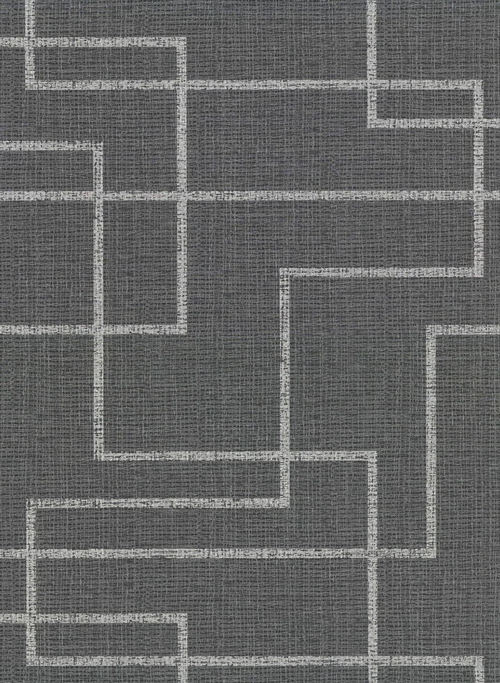 Clarendon Charcoal Geometric Faux Grasscloth Wallpaper by Warner Warner Textures IX 2754 Main Street Covers about 60.8 square feet 27-in by 27-ft long roll Unpasted 20.5 - Fabric Carolina -