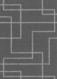 Clarendon Charcoal Geometric Faux Grasscloth Wallpaper by Warner