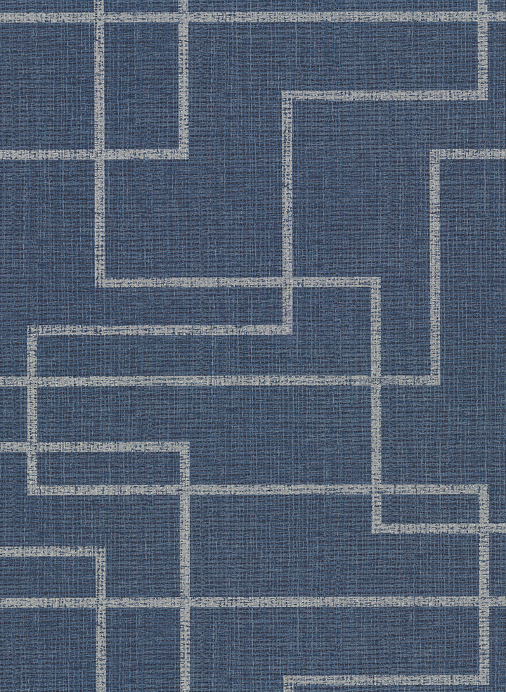 Clarendon Indigo Geometric Faux Grasscloth Wallpaper by Warner Warner Textures IX 2754 Main Street Covers about 60.8 square feet 27-in by 27-ft long roll Unpasted 20.5 - Fabric Carolina -