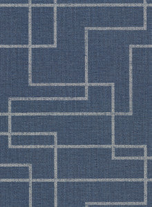 Clarendon Indigo Geometric Faux Grasscloth Wallpaper by Warner
