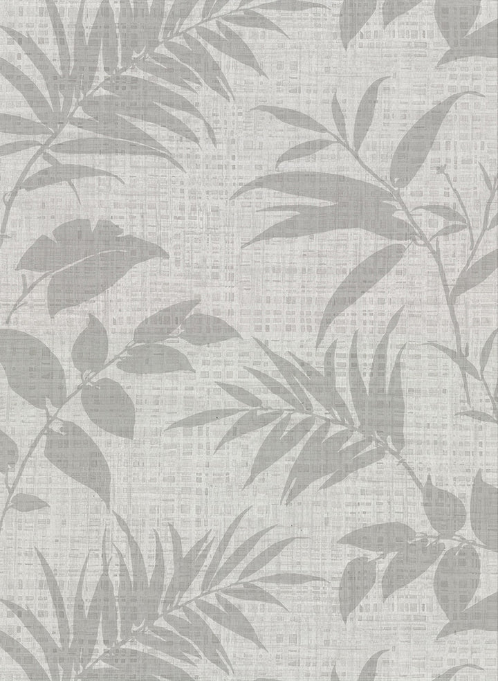 Chandler Light Grey Botanical Faux Grasscloth Wallpaper by Warner Warner Textures IX 2754 Main Street Covers about 60.8 square feet 27-in by 27-ft long roll Unpasted 20.5 - Fabric Carolina -