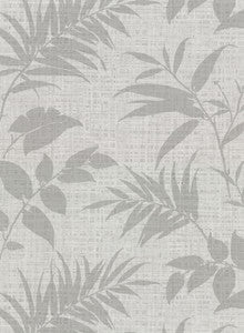 Chandler Light Grey Botanical Faux Grasscloth Wallpaper by Warner
