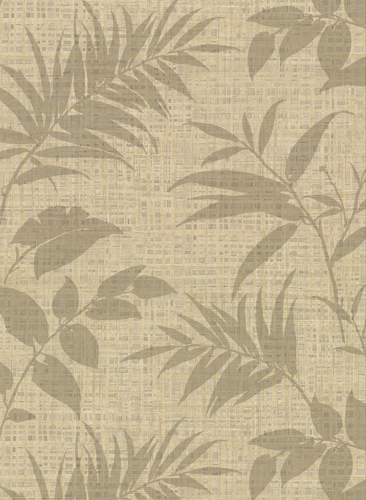 Chandler Khaki Botanical Faux Grasscloth Wallpaper by Warner Warner Textures IX 2754 Main Street Covers about 60.8 square feet 27-in by 27-ft long roll Unpasted 20.5 - Fabric Carolina -