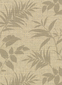 Chandler Khaki Botanical Faux Grasscloth Wallpaper by Warner